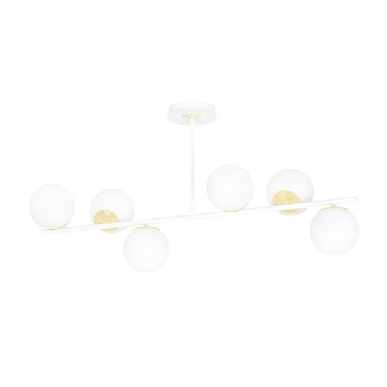 Emibig Emibig Struer white with gold 6 lamp hanging lamp with milky white bulbs E14 - Perfect for modern interiors
