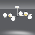 Lampe suspendue Struer blanche et dorée à 6 lampes avec ampoules blanc laiteux E14