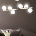 Emibig Emibig Struer wit met gouden 6 lamp hanglamp met melkwitte bollen E14 - Perfect voor moderne interieurs