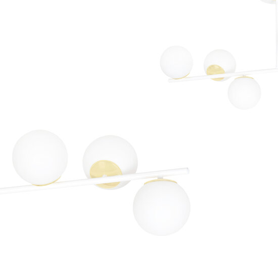 Struer wit met gouden 6 lamp hanglamp met melkwitte bollen E14