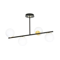 Struer hanglamp zwart en goud met melkwitte bollen 6x E14