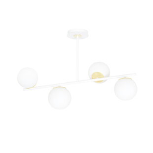Lampe suspendue Struer dorée et blanche à 4 lampes avec ampoules blanc laiteux E14
