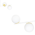 Lampe suspendue Struer dorée et blanche à 4 lampes avec ampoules blanc laiteux E14