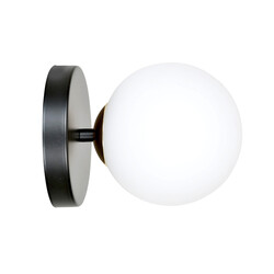 Struer black and gold wall lamp with 1 white glass bulb E14