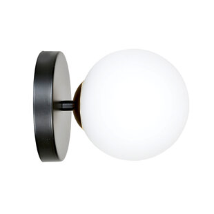 Emibig Aplique de pared Struer negro y dorado con 1 bombilla de vidrio blanco E14