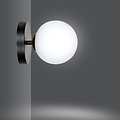 Applique Struer noire et dorée avec 1 ampoule en verre blanc E14