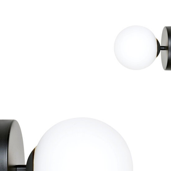 Applique Struer noire et dorée avec 1 ampoule en verre blanc E14