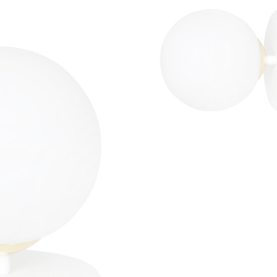 Struer wit en gouden wandlamp met 1 witte glazen bol E14