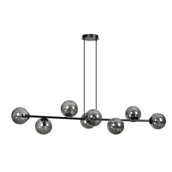 Emibig Emibig Herlev black long hanging lamp with 8 black smoked bulbs E14 - Ideal for creating a stylish ambiance in your home