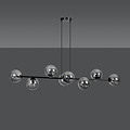 Herlev zwarte lange hanglamp met 8 zwart gerookte bollen E14