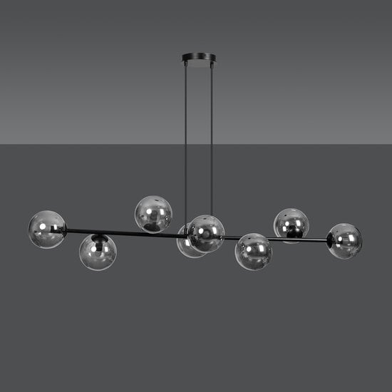 Emibig Emibig Lampe suspendue longue noire Herlev avec 8 ampoules noires fumées E14 - Idéale pour créer une ambiance élégante chez vous