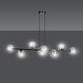 Herlev zwarte lange hanglamp met 8 zwart gerookte bollen E14