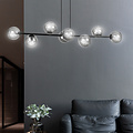 Herlev black long hanging lamp with 8 black smoked bulbs E14
