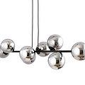 Herlev black long hanging lamp with 8 black smoked bulbs E14