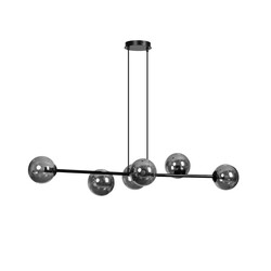 Herlev zwarte medium hanglamp met 6 zwart gerookte bollen E14