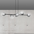 Herlev black medium hanging lamp with 6 black smoked bulbs E14