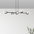 Emibig Emibig Lampe suspendue noire moyenne Herlev avec 6 ampoules noires fumées E14 - Éclairage idéal pour les intérieurs modernes