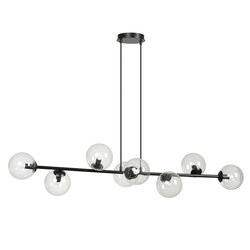 Herlev elegante zwarte design hanglamp met 8 transparante glazen bollen E14