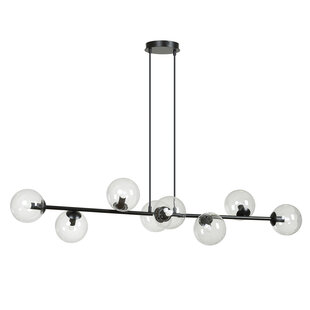 Emibig Elegante schwarze Design-Hängelampe Herlev mit 8 transparenten Glaskugeln E14