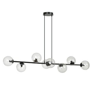 Lampe suspendue design noir élégant Herlev avec 8 boules en verre transparent E14