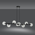 Herlev elegante zwarte design hanglamp met 8 transparante glazen bollen E14