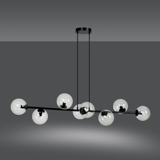 Emibig Emibig Elegante schwarze Design-Hängelampe Herlev mit 8 transparenten Glaskugeln E14 - Ideal für eine stilvolle Atmosphäre in Ihrem Zuhause