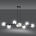 Herlev elegante zwarte design hanglamp met 8 transparante glazen bollen E14