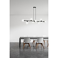 Herlev elegante zwarte design hanglamp met 8 transparante glazen bollen E14