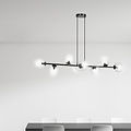 Lampe à suspension design noire élégante Herlev avec 8 boules de verre transparent E14