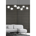 Herlev elegante zwarte design hanglamp met 8 transparante glazen bollen E14