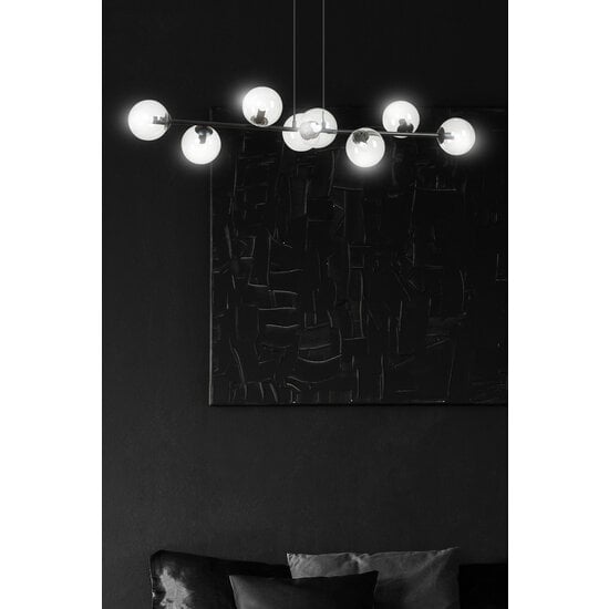 Emibig Emibig Lámpara colgante de diseño negro elegante Herlev con 8 bolas de vidrio transparente E14 - Ideal para crear una atmósfera elegante en su hogar