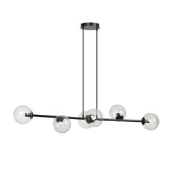 Herlev noire 6 lampes E14 suspension avec 6 boules en verre