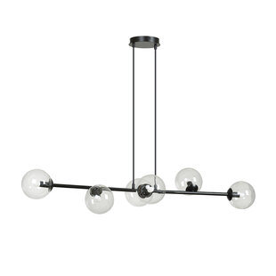 Herlev black 6 lamps E14 medium hanging lamp with 6 glass balls
