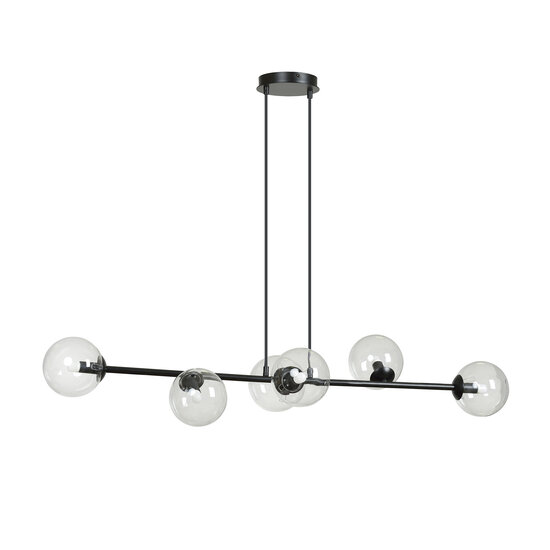 Herlev black 6 lamps E14 medium hanging lamp with 6 glass balls
