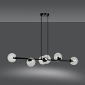 Herlev zwarte 6 lampen E14 medium hanglamp met 6 glazen bollen