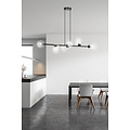 Herlev zwarte 6 lampen E14 medium hanglamp met 6 glazen bollen