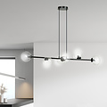 Herlev zwarte 6 lampen E14 medium hanglamp met 6 glazen bollen