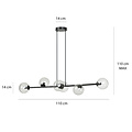 Herlev zwarte 6 lampen E14 medium hanglamp met 6 glazen bollen