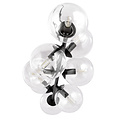 Herlev zwarte 6 lampen E14 medium hanglamp met 6 glazen bollen