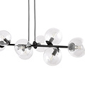 Herlev zwarte 6 lampen E14 medium hanglamp met 6 glazen bollen