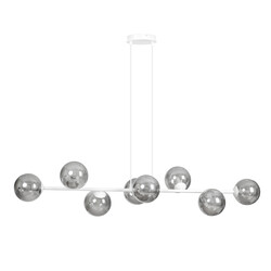 Suspension moyenne Herlev blanche avec 8 ampoules E14 fumées noires