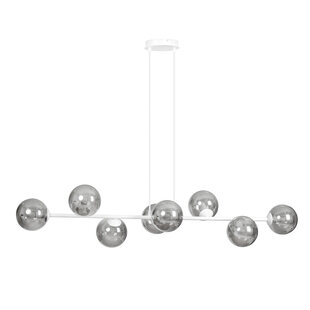 Herlev witte medium hanglamp met 8 zwart gerookte bollen E14