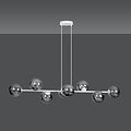 Suspension moyenne Herlev blanche avec 8 ampoules E14 fumées noires
