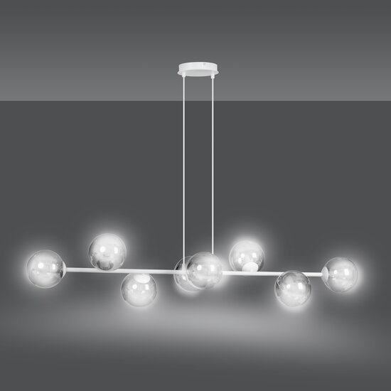 Herlev white medium hanging lamp with 8 black smoked bulbs E14