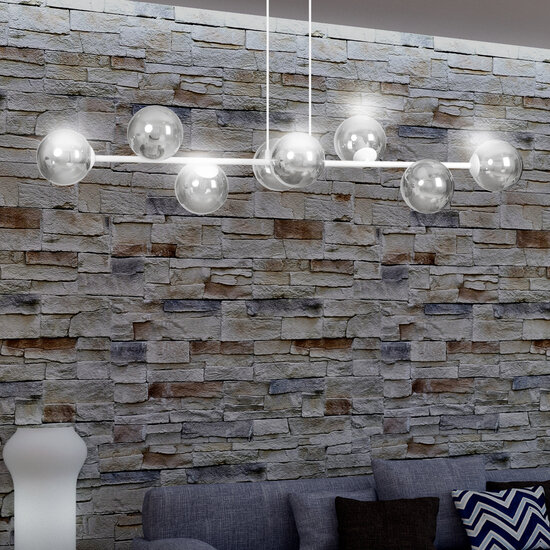 Emibig Emibig Herlev witte medium hanglamp met 8 zwart gerookte bollen E14 - Perfecte verlichting voor elke ruimte