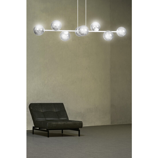 Herlev white medium hanging lamp with 8 black smoked bulbs E14