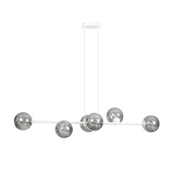 Emibig Lampe suspendue design blanche élégante Herlev avec 6 boules en verre transparent E14