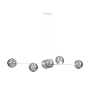 Emibig Herlev elegante witte design hanglamp met 6 transparante glazen bollen E14