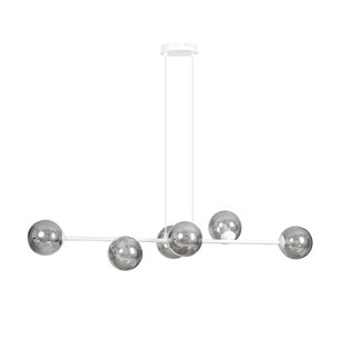 Lampe à suspension design blanche élégante Herlev avec 6 boules de verre transparent E14