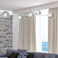 Herlev elegant white design hanging lamp with 6 transparent glass balls E14